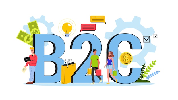 B2c-konzept. business-to-customer-strategie. kommunikation