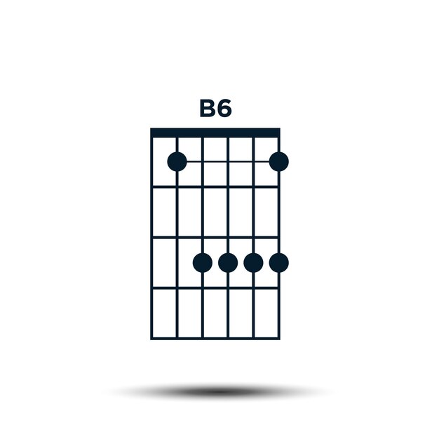 Vektor b6 grundlegende gitarren-akkord-diagramm-symbol-vektor-vorlage