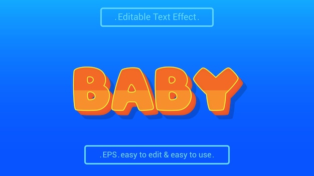 Vektor baby 3d-bearbeitbarer text-effektvektor