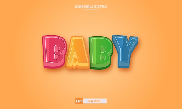 Vektor baby 3d bearbeitbarer texteffekt premium-vektor