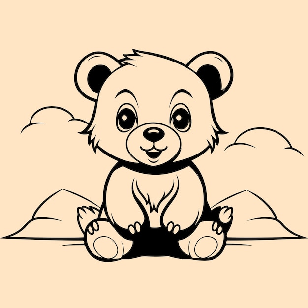 Baby-bär-hipster-retro-vintage-vektor-symbol-illustration