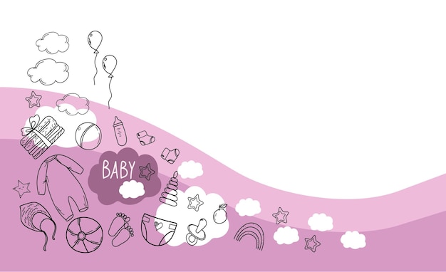 Vektor baby-banner-doodle-skizze-stil