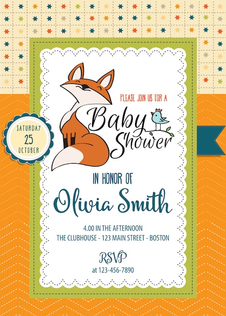 Baby-Dusche-Karte mit niedlichen kleinen Fuchs