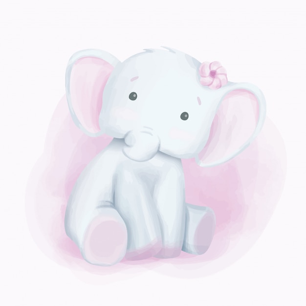 Baby-elefant-neugieriges blickaquarell