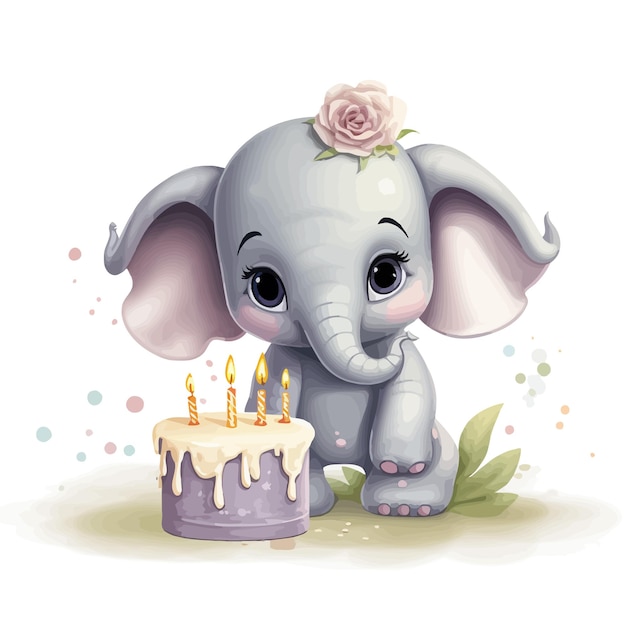 Vektor baby_elephant_geburtstag_vektor