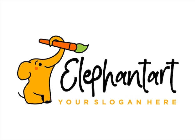 Vektor baby elephant zeichnung kunst logo illustration kreativ