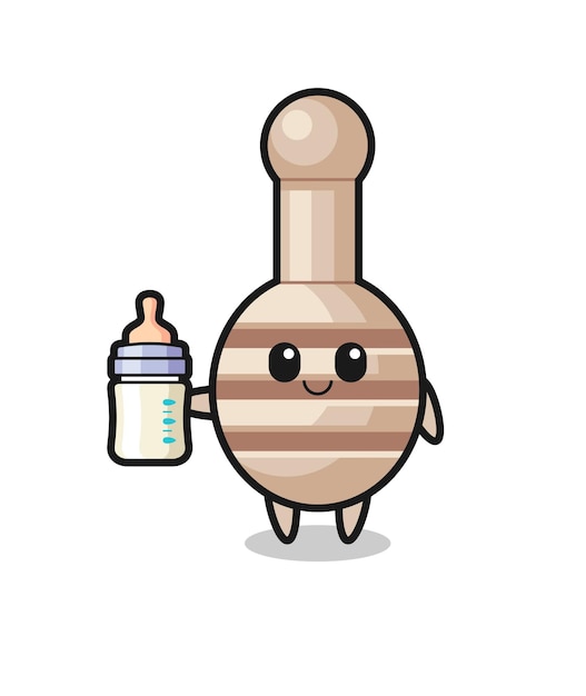 Baby-honiglöffel-cartoon-figur mit milchflasche, süßes design