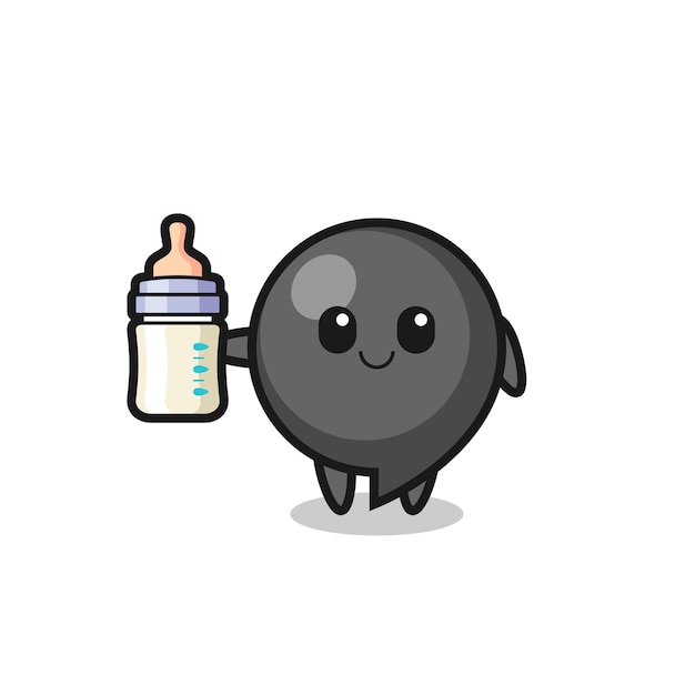 Baby-komma-symbol-zeichentrickfigur mit milchflasche