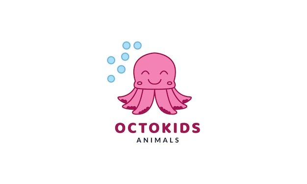 Baby oktopus lächeln glücklich niedlich cartoon-logo-vektor-illustration