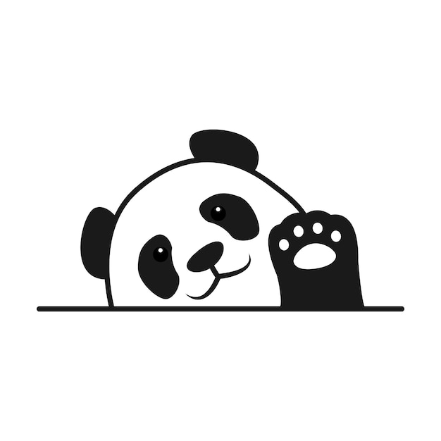 Baby panda winkt pfote cartoon