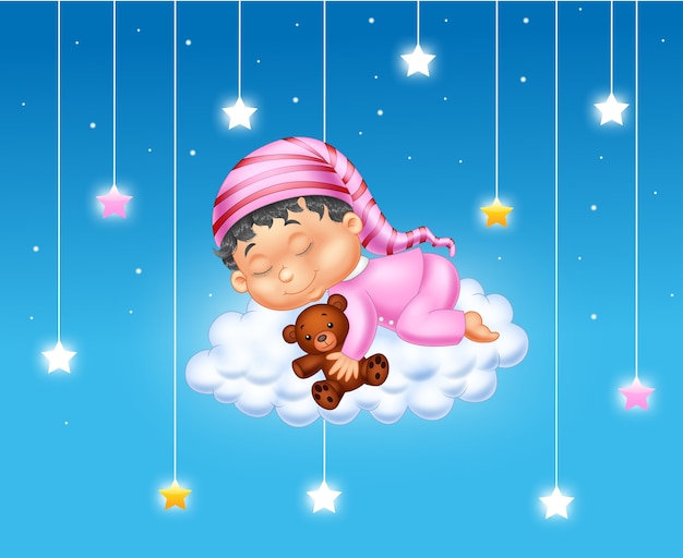Baby schläft auf der Wolke