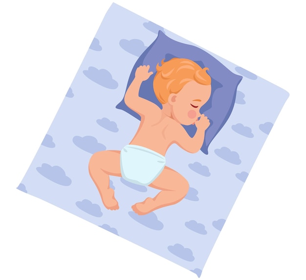 Baby schläft in einer Windel und saugt einen Finger