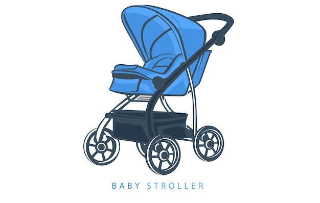 Baby-Shop-Vektor-Illustration-Symbol Einfaches Kinderladen-Logo mit Kinderwagen