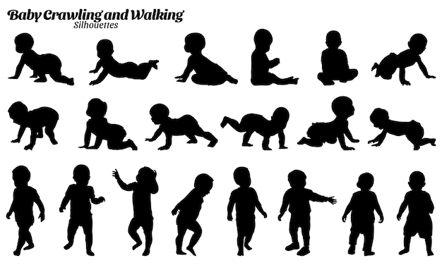 Baby-silhouetten-vektor-illustrationsset