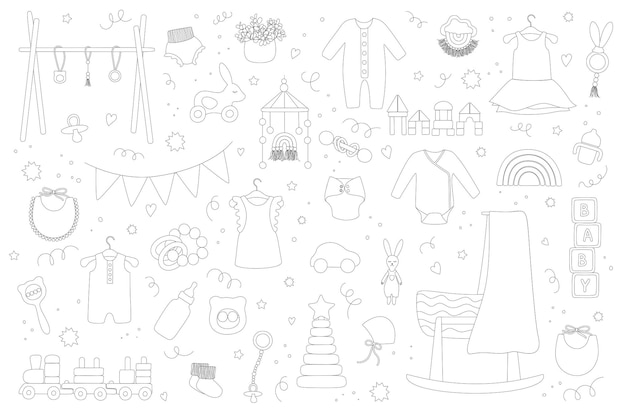 Baby trendige kleidung accessoires und holzspielzeug zero waste nursery collection doodle line