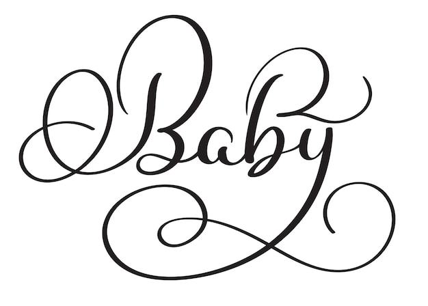 Baby-wort auf weißem hintergrund handgezeichnete kalligrafie-schriftzug vektor-illustration eps10