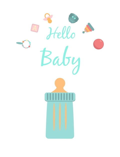 Babykarten für die babyparty postkarte oder partyvorlagen in blau und pink mit bezaubernden tieren