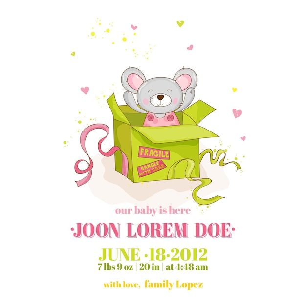 Babyparty oder Ankunftskarte - Babymaus-Mädchen