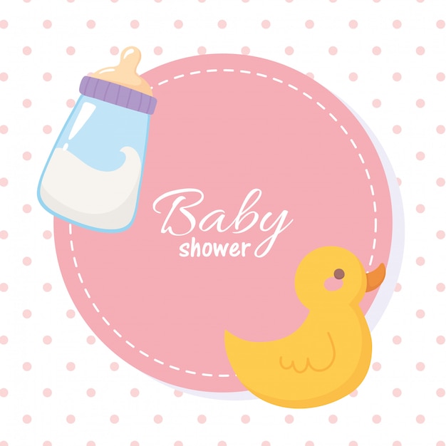 Babypartyanhänger mit Milchflasche und Entenspielzeug