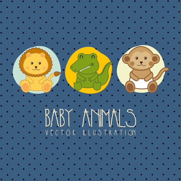 Babypartykarte mit babytiervektorillustration