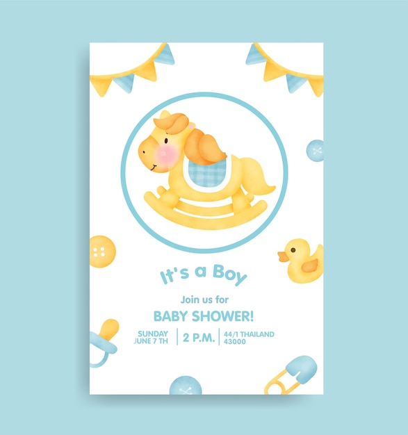 Babypartykarte mit schönen Elementen.