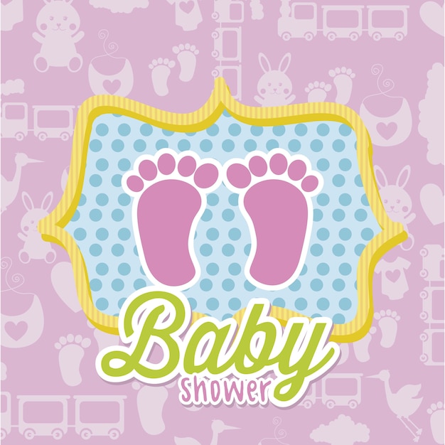 Babypartykarte über rosa hintergrundvektorillustration