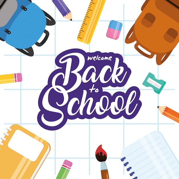 Back to school banner mit setzubehör