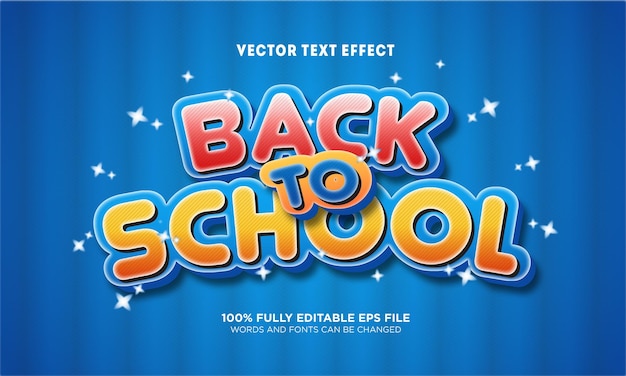 Vektor back to school bearbeitbarer texteffekt