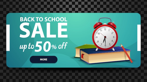 Back to school, bis zu 50% rabatt, web-banner für ihre website