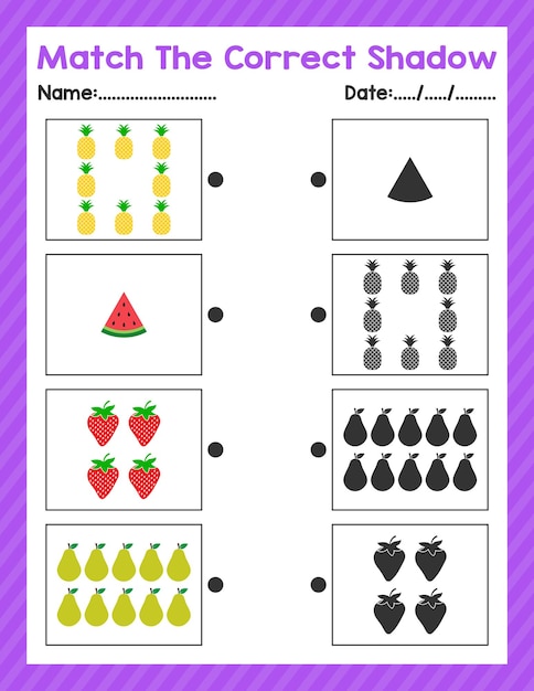 Back to school match the same shadow beginnendes mathe-arbeitsblatt für vorschulkinder aktivitätsblatt pre k