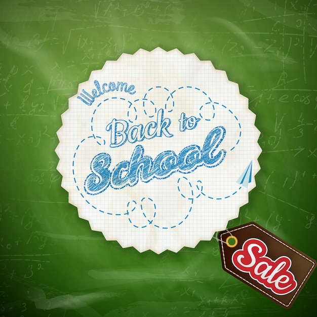 Back to school sale design auf grünem hintergrund.