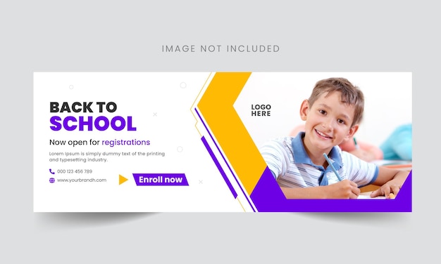 Back to school zulassung facebook-cover-design und web-banner-design-vorlage premium-vektor