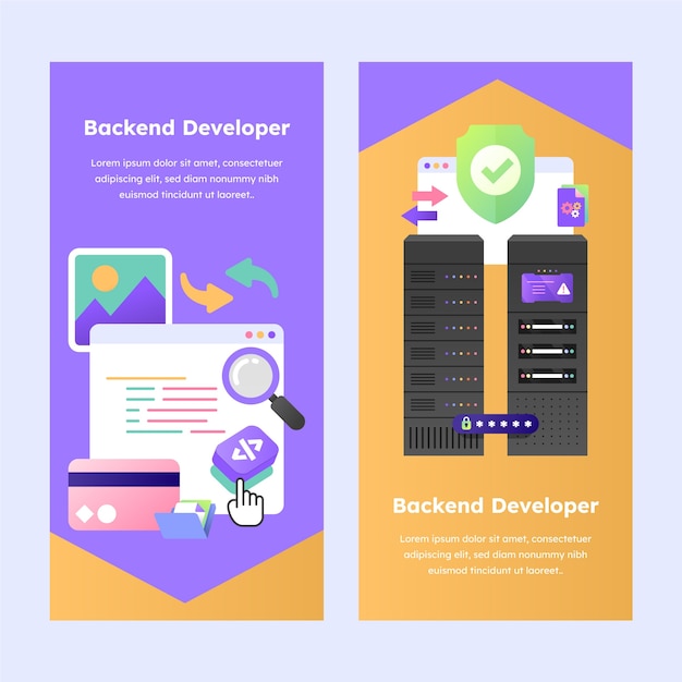 Backend-banner im flachen design