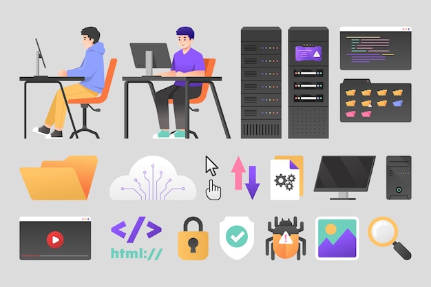 Vektor backend-elemente im flachen design