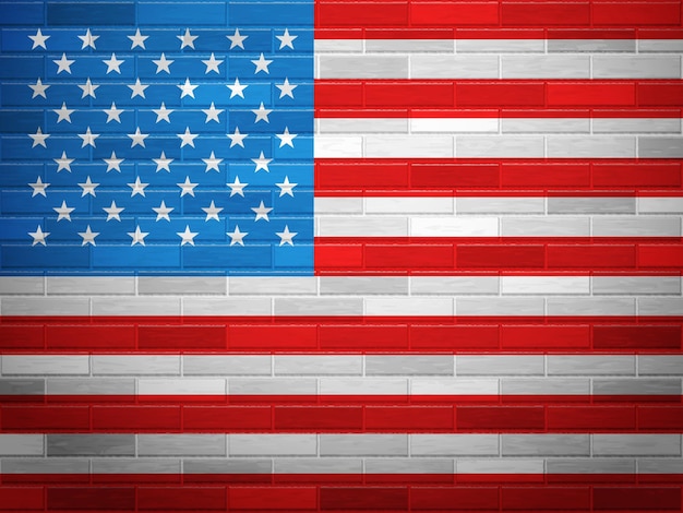 Backsteinmauer usa-flagge