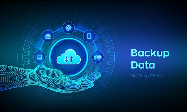 Backup-Symbol in der Roboterhand