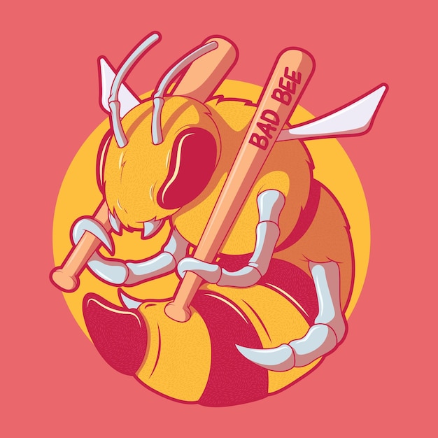 Bad bee charakter illustration design-konzept