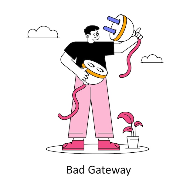 Bad gateway flat style design vektor illustration stock illustration