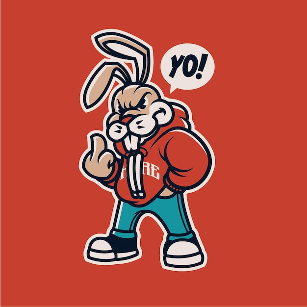 Vektor bad rabbit-maskottchen-logo-vorlage für sport- und gaming-team