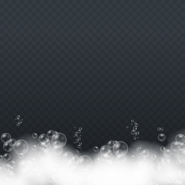Badeschaum mit Shampooblasen lokalisiert auf einem transparenten Hintergrund.
