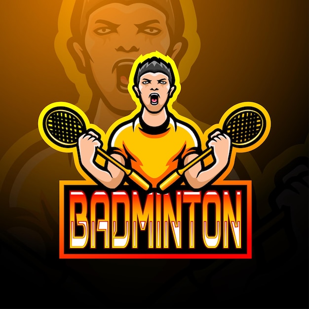 Badminton esport logo maskottchen design