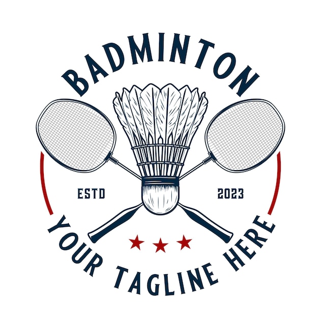 Badminton-logo-design, perfekt für team-club-badminton- oder badminton-sportturniere