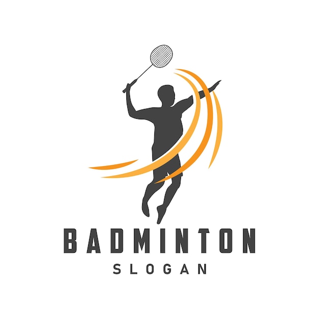 Vektor badminton logo vektor schwarze silhouette badminton sportler vintage minimalistische schläger