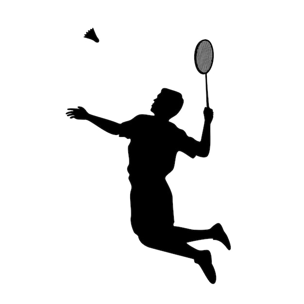 Vektor badminton-spieler silhouette design sportzeichen und -symbol