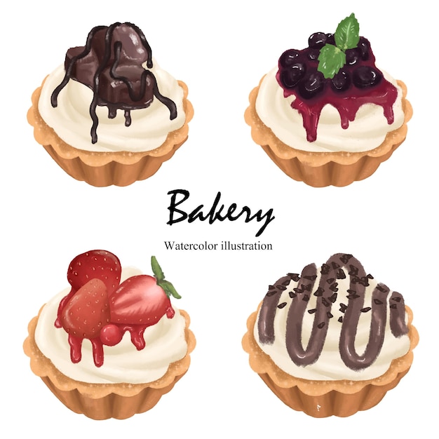 Bäckerei aquarell torte vektor-illustration