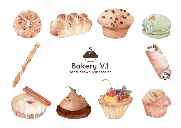 Vektor bäckerei aquarellillustration