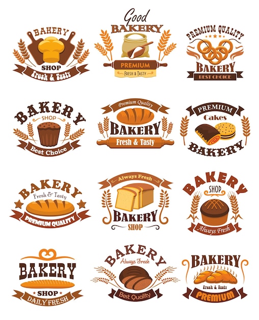 Vektor bäckerei-embleme setzen illustration