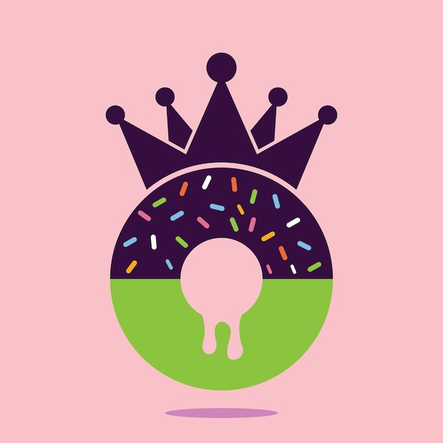 Bäckerei-könig-vektor-logo-design donut mit könig-krone-symbol-logo-design