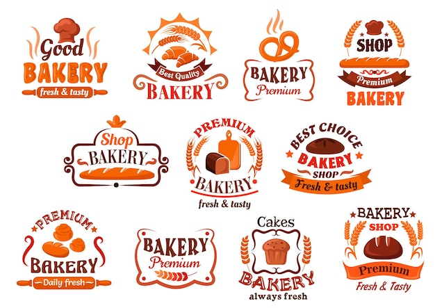 Bäckerei konditorei und konditorei symbole retro-stil