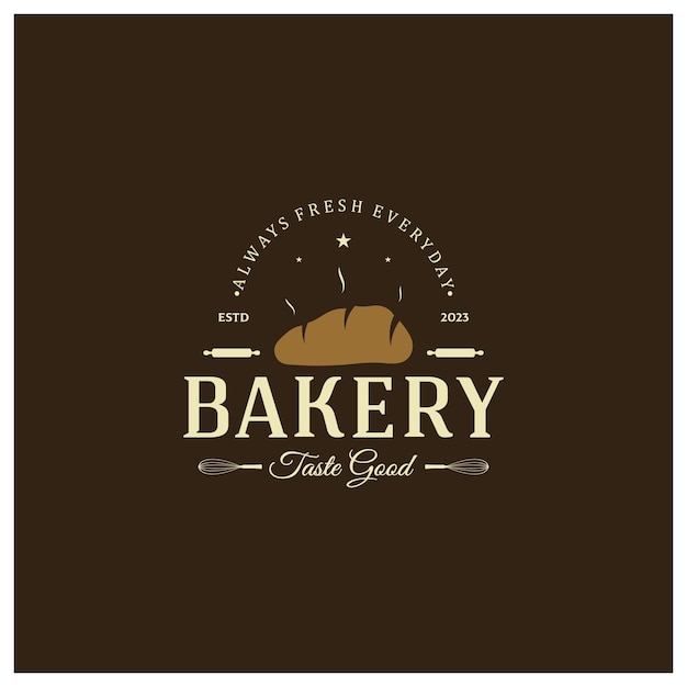 Bäckerei-Logo-Abzeichen Retro-Vektorillustration für CupcakeBäckereiKuchen Vintage-Typografie-Logo-Design